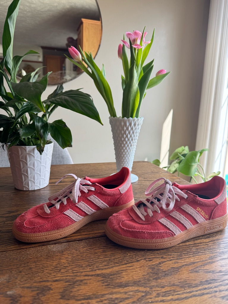 Adidas Spezial Pink Coral Suede Sneakers Size 5.5 Fits Like 7 Gum Sole Retro